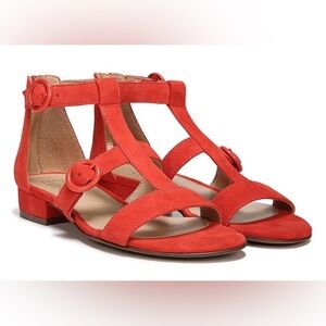 NATURALIZER Mabel suede strappy sandals adjustable zip back rust NEW size 8.5W